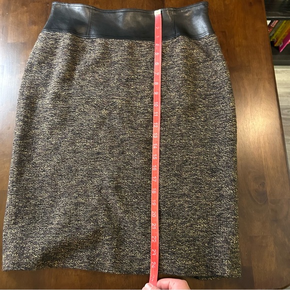 Lafayette 148 Leather and Brown Tweed Pencil Skirt Size 10 - Picture 10 of 10